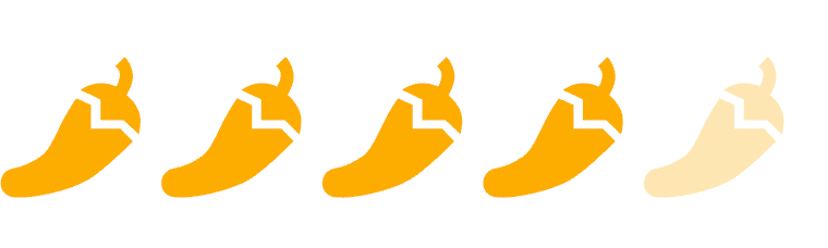 5 chili icons.4 of them are colored on white background