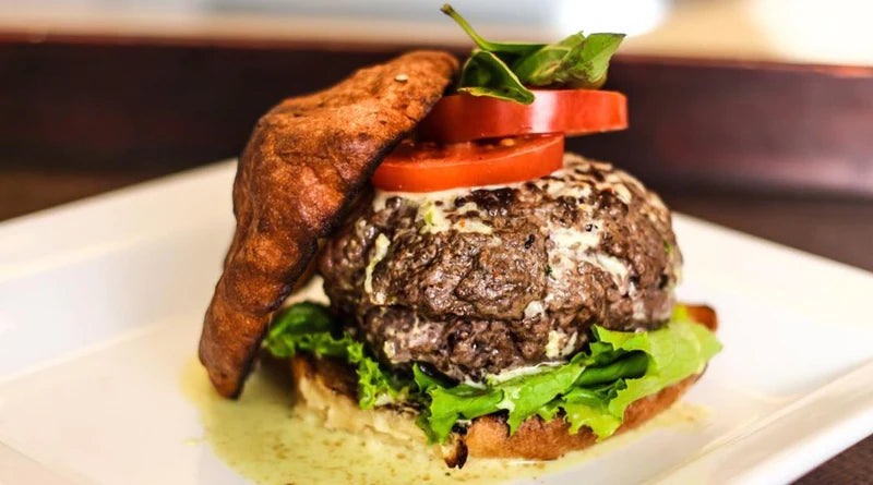 A image of hamburger on a tray