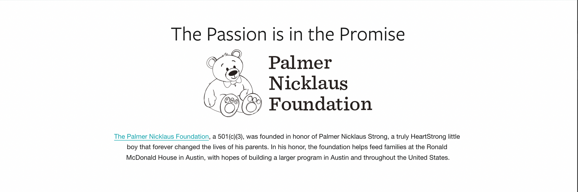 a image of bear with text written Palmer Nicklaus Foundation