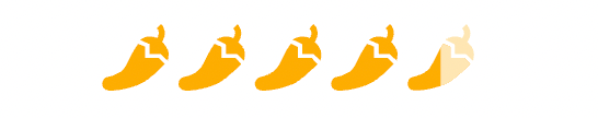 5 chili icons. 4.5 of them are colored.