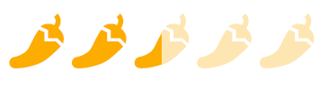 5 chili icons. 2.5 of them are colored.
